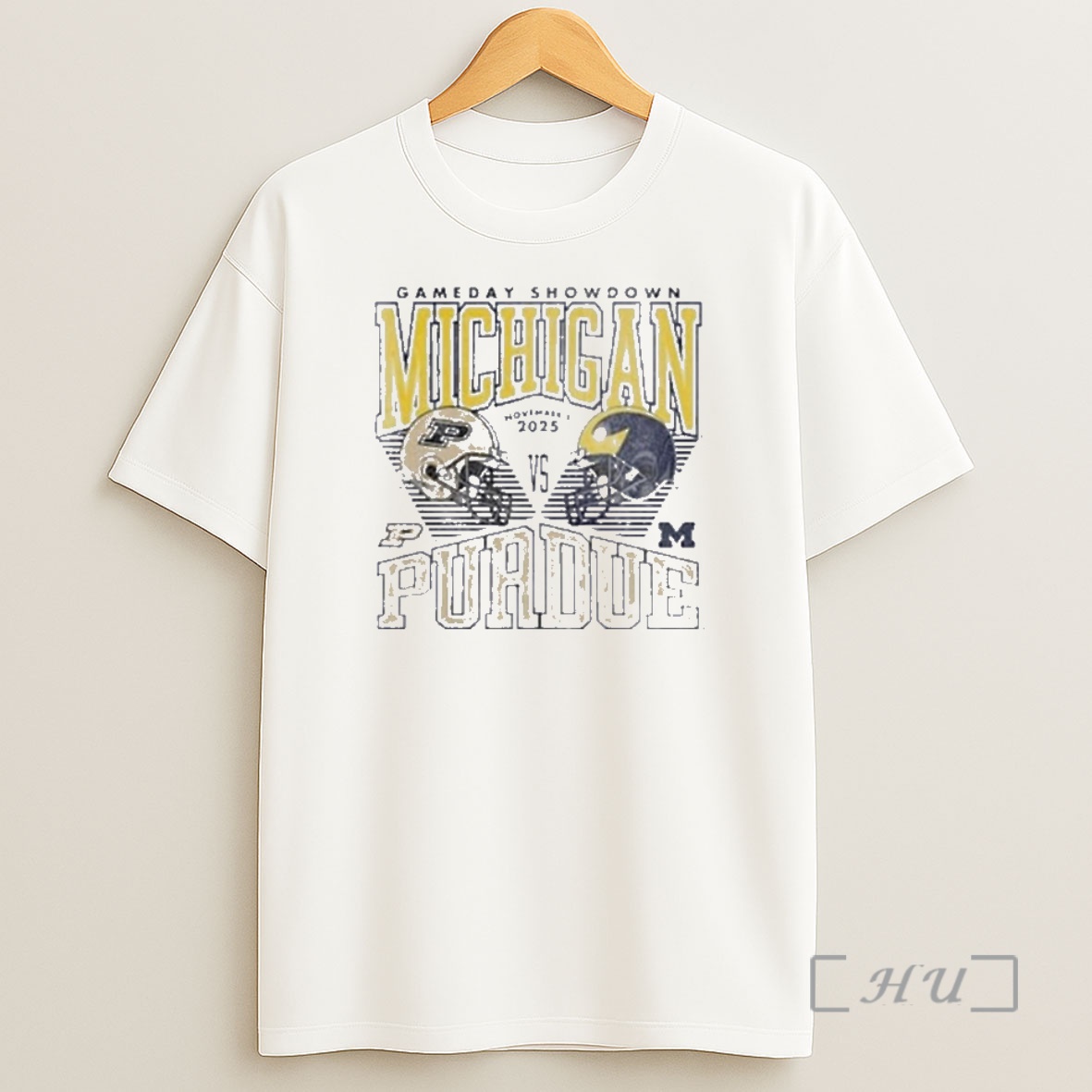 Trending Gameday Showdown Michigan Vs Purdue 2025 Helmet Premium Shirt Sweatshirt Tee