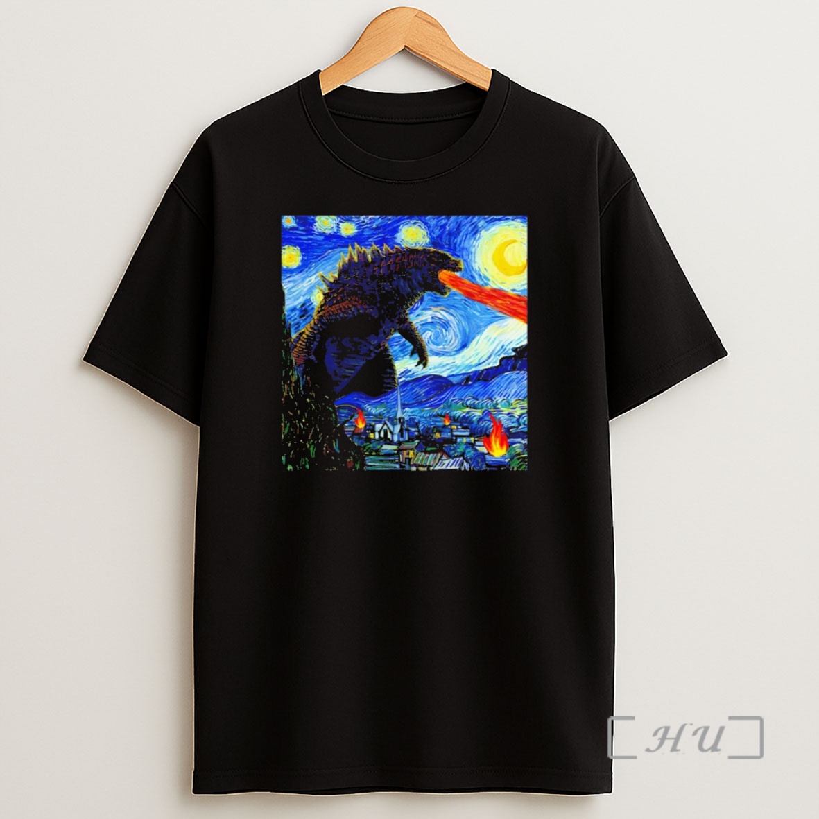 Trending Godzilla Starry Night Van Gogh Premium Shirt Sweatshirt Tee