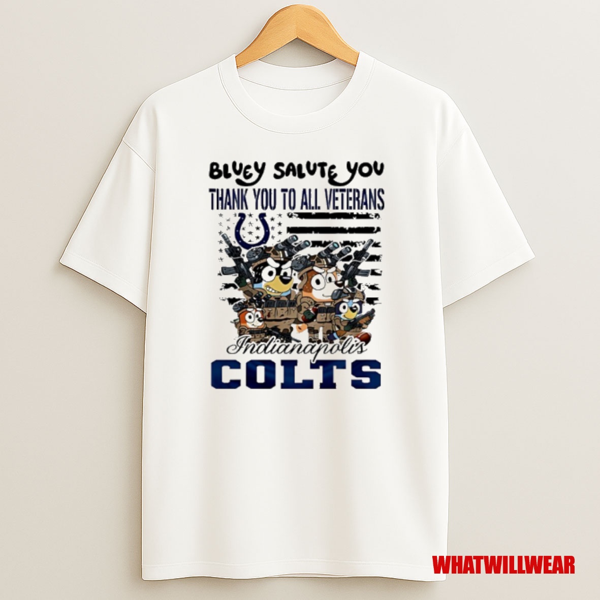 Trending Indianapolis Colts Bluey Salute You Thank You To All Veterans Premium Shirt Sweatshirt Tee