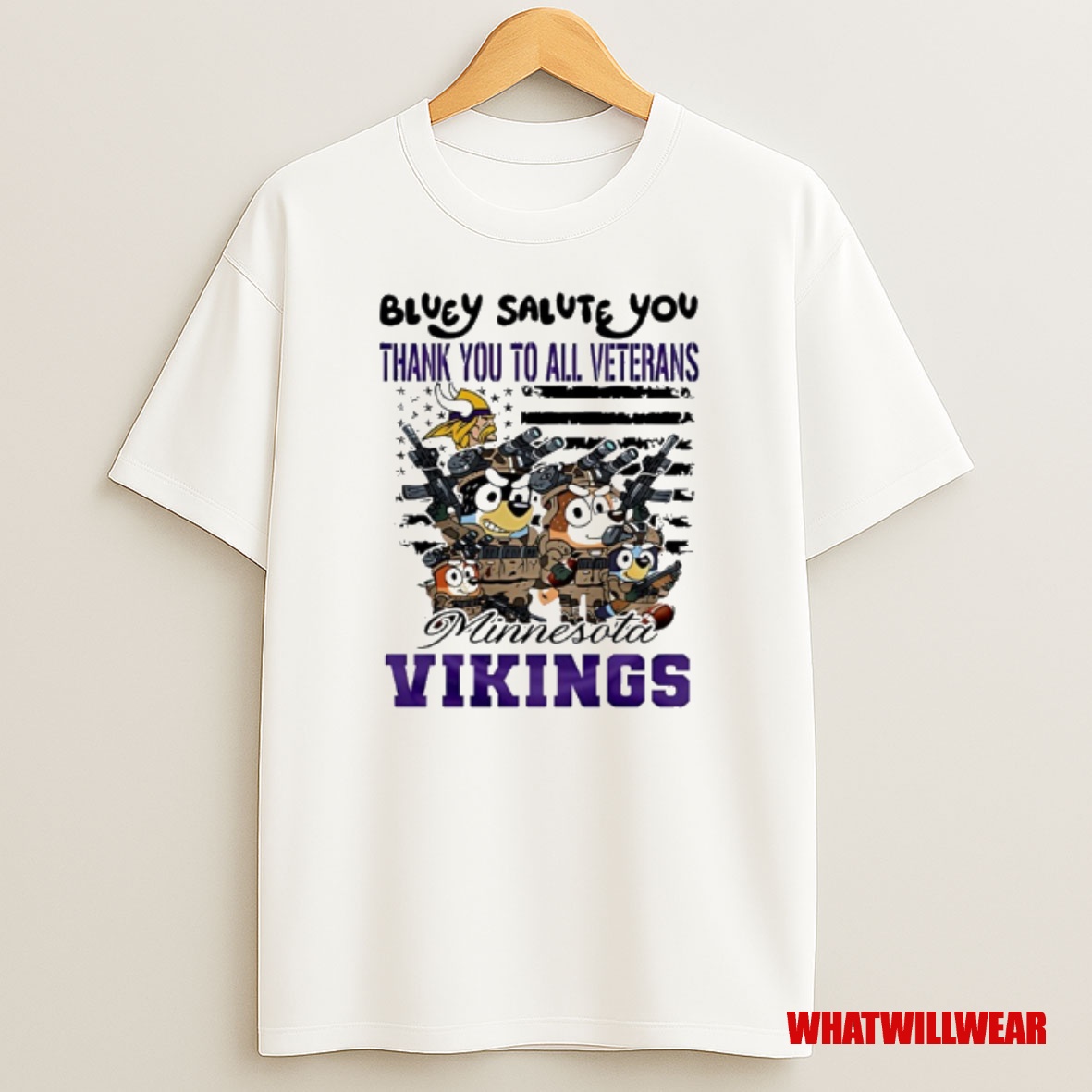 Trending Minnesota Vikings Bluey Salute You Thank You To All Veterans Premium Shirt Sweatshirt Tee