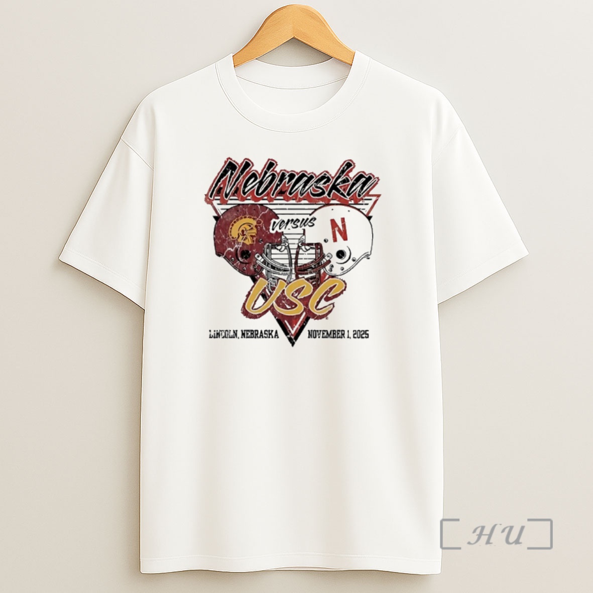 Trending Nebraska Cornhuskers Vs Usc Trojans 2025 Football Helmet Premium Shirt Sweatshirt Tee
