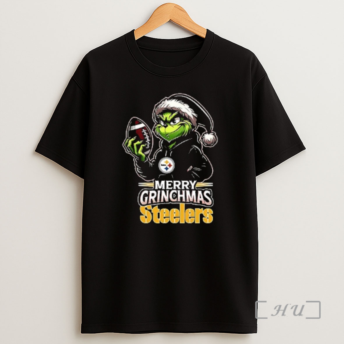 Trending Pittsburgh Steelers Merry Grinchmas They Hate Us Because They Aint Us Double Sided Graphic Premium Shirt Sweatshirt Tee