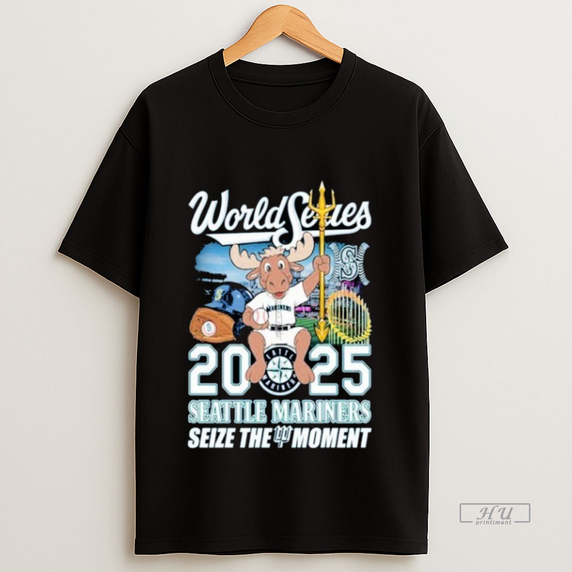 Trending Seattle Mariners World Series 2025 Seize The Moment Mascot Sweatshirt Tee Shirt