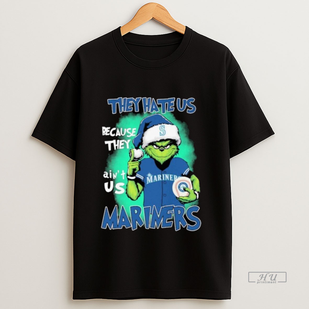 Trending The Grinch They Hate Us Because They Aint Us Seattle Mariners Christmas Sweatshirt Tee Shirt