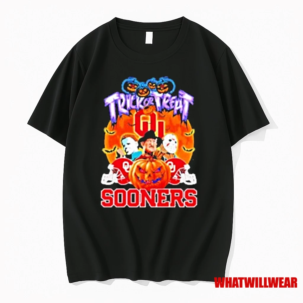 Trick Or Treat Oklahoma Sooners Horror Character Shirts