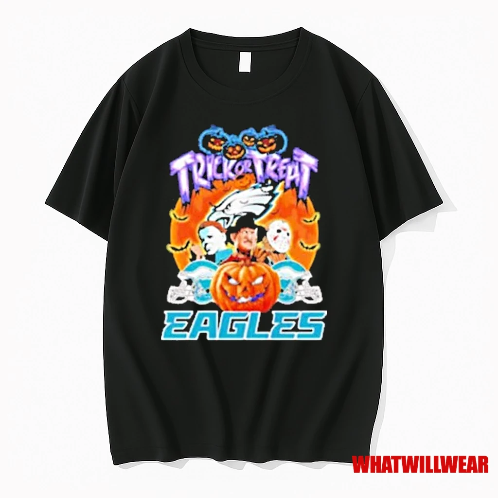 Trick Or Treat Philadelphia Eagles Horror Character Shirts