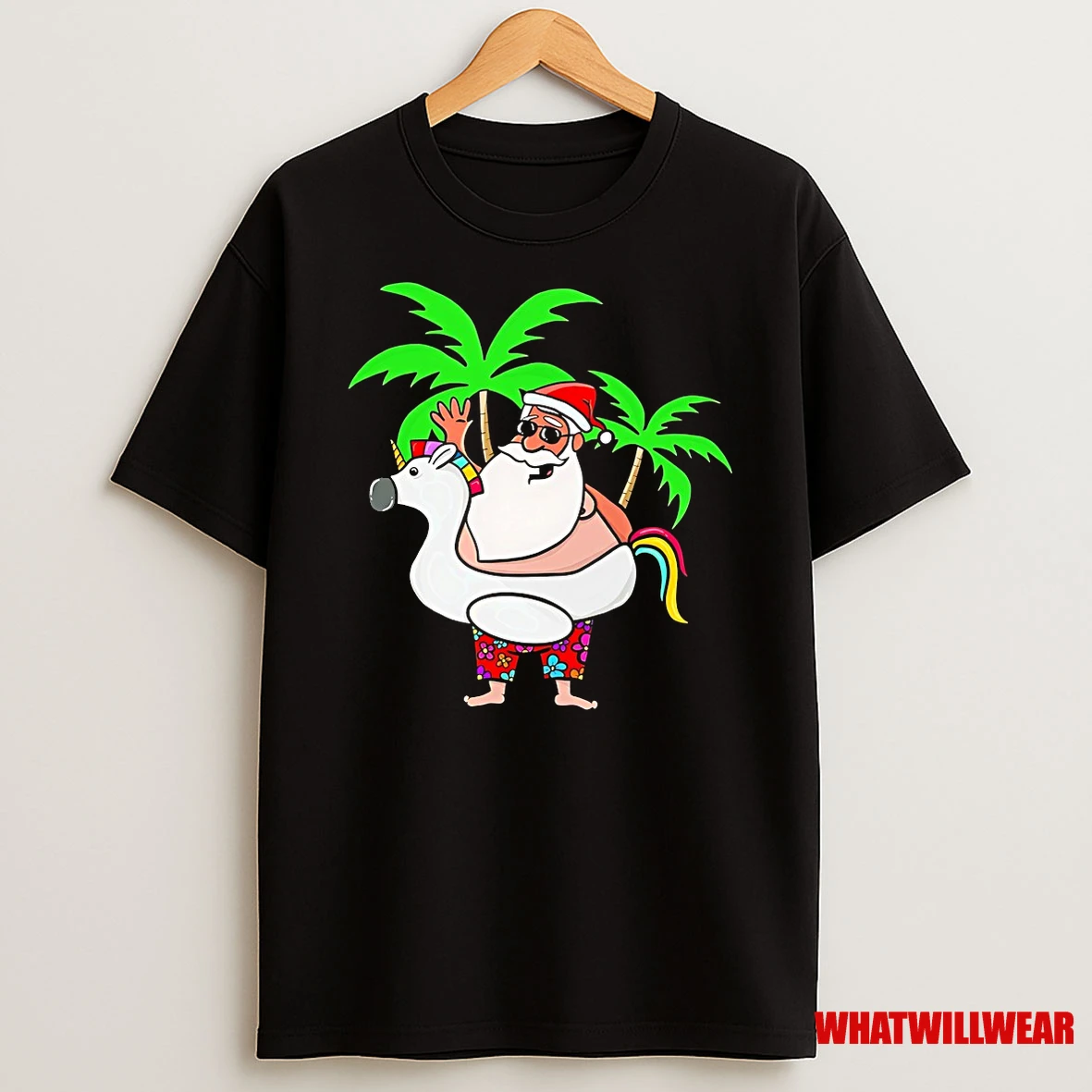 Tropical Santa Unicorn Float Christmas Vacation Shirts