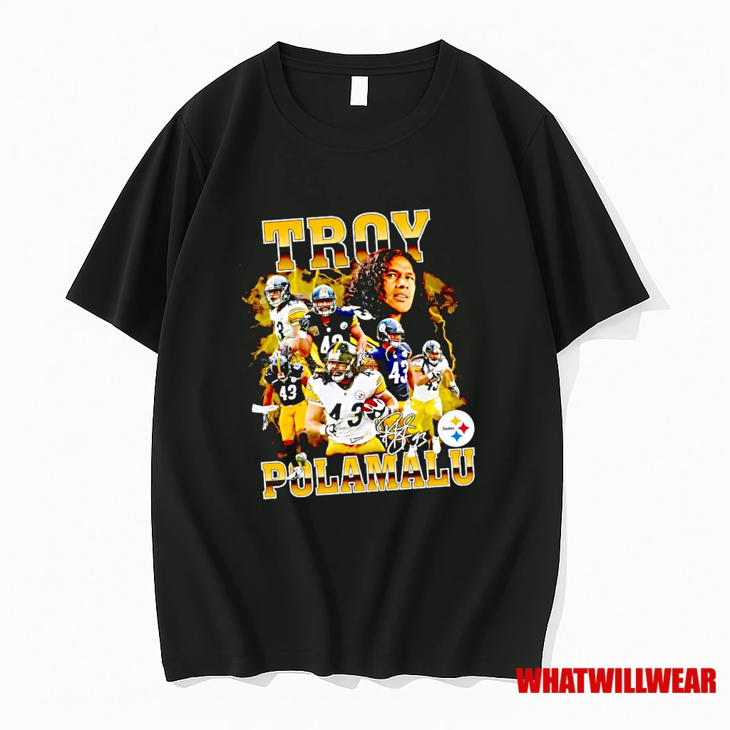 Troy Aumua Polamalu Pittsburgh Steelers Signature Logo Shirts