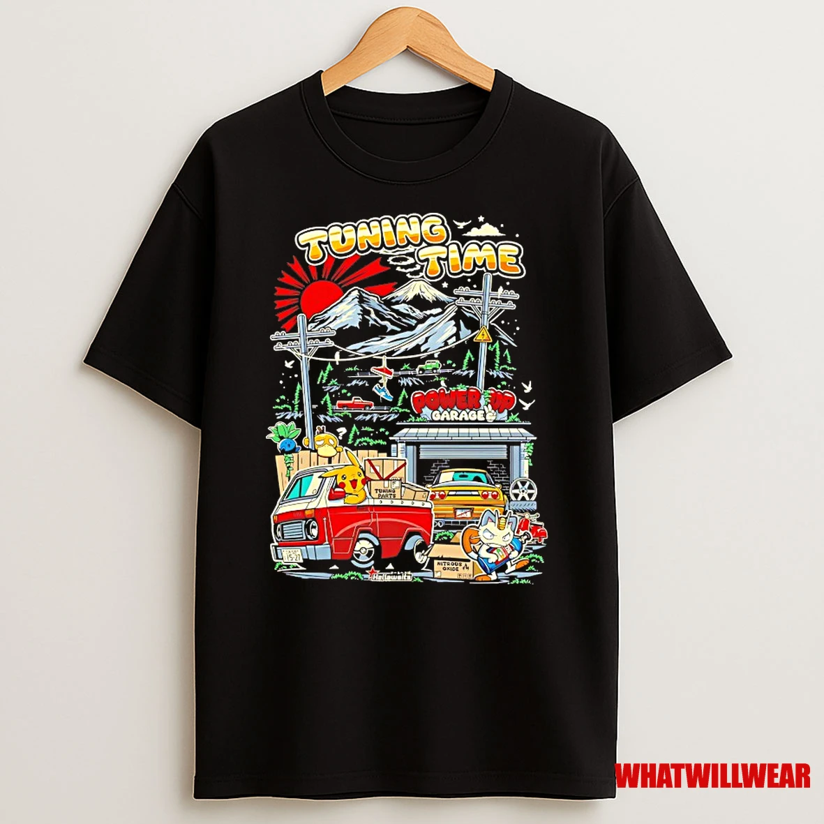 Tuning Time Pokemon Pikachu And Meowth Shirts