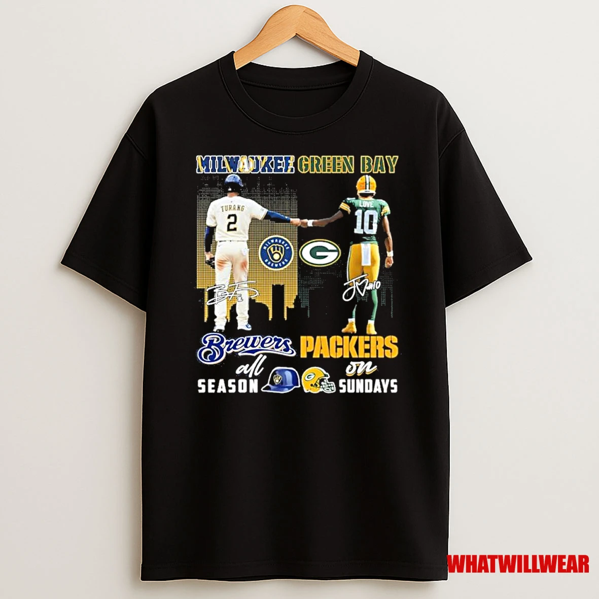 Turang Milwaukee Brewers All Season And Love Green Bay Packers On Sundays Shirts