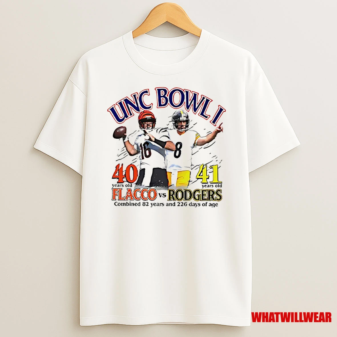 Unc Bowl I Joe Flacco Vs Aaron Rodgers Combined 82 Years And 226 Days Of Age Shirts