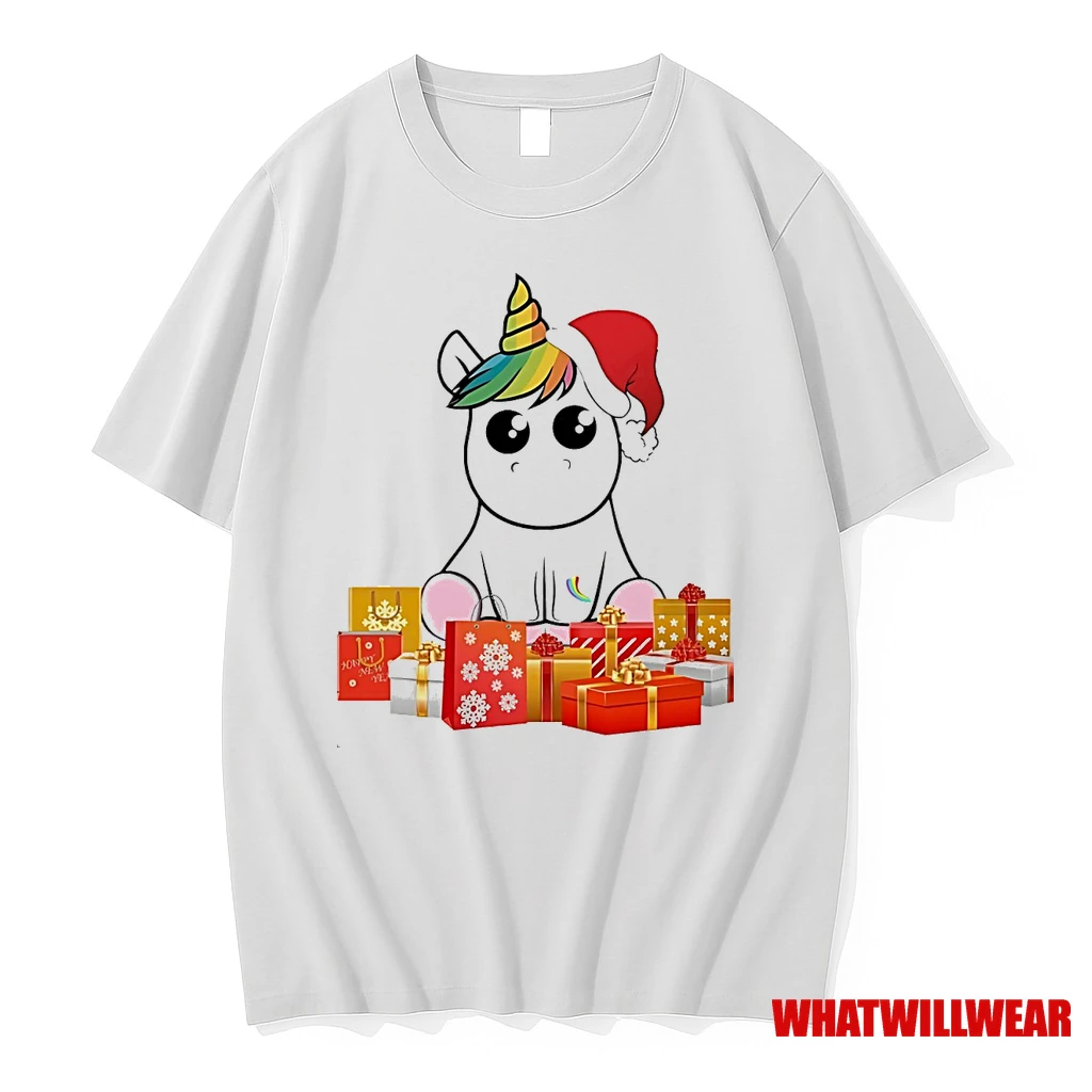 Unicorn Santa Hat Gift Box Christmas Shirts
