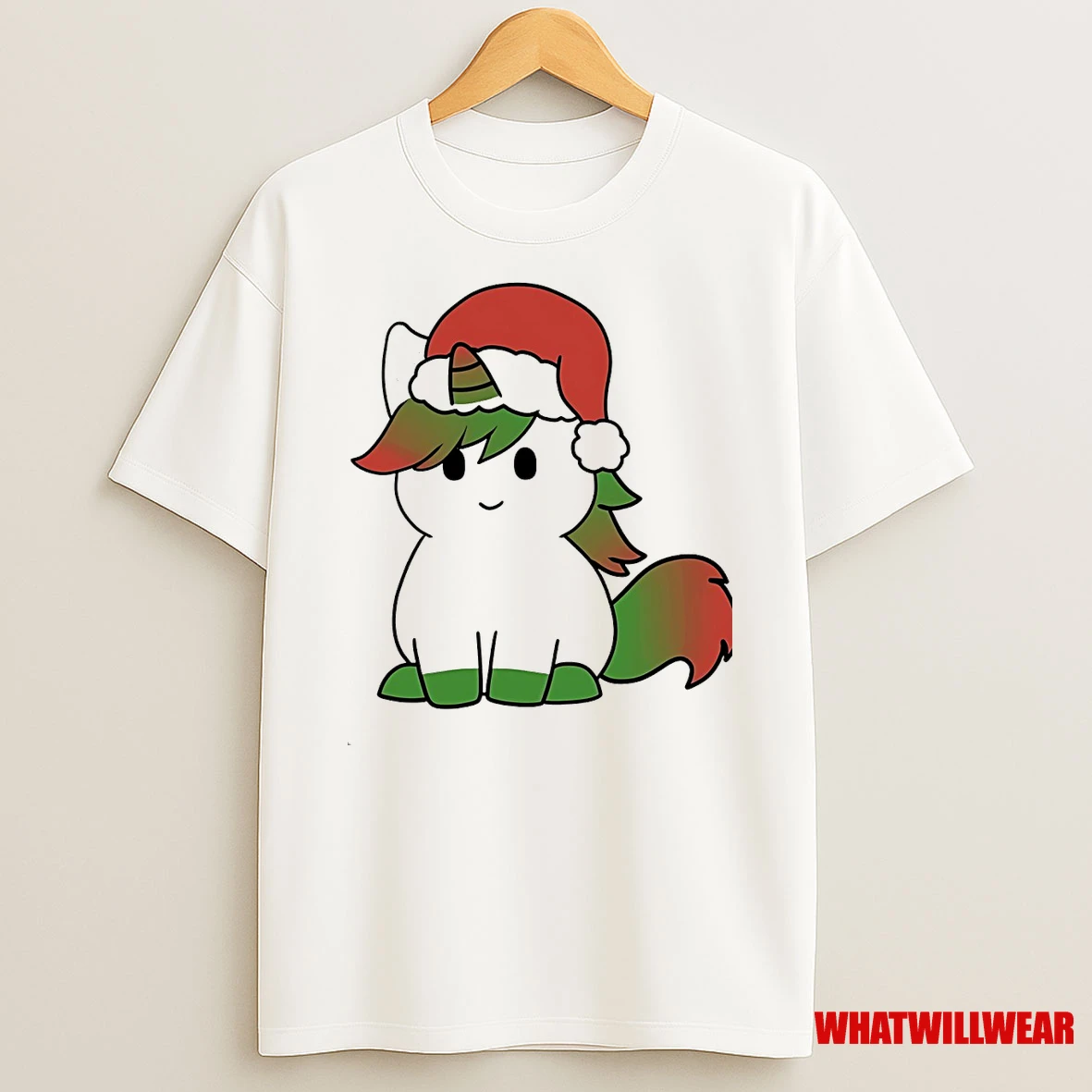 Unicorn Santa Hat Green Red Christmas Shirts