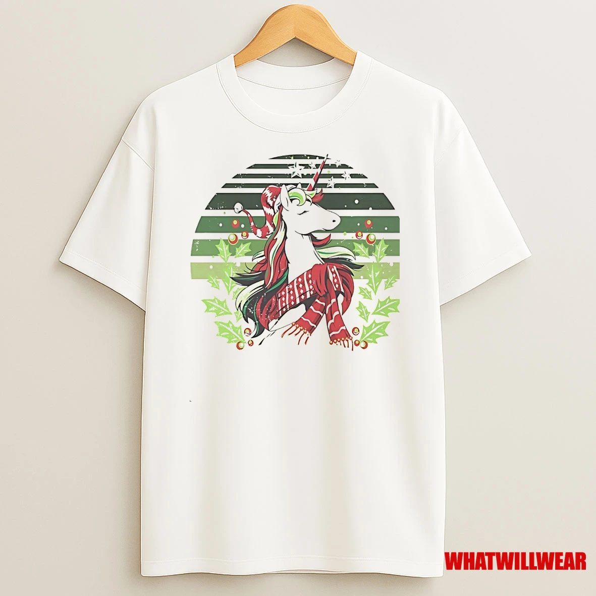 Unicorn Elegant Green Scarf Christmas Shirts