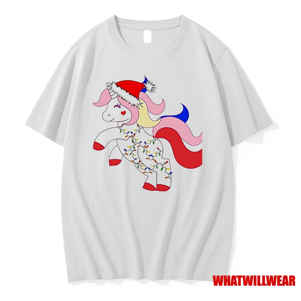 Unicorn Fairy Lights Red Pink Christmas Shirts