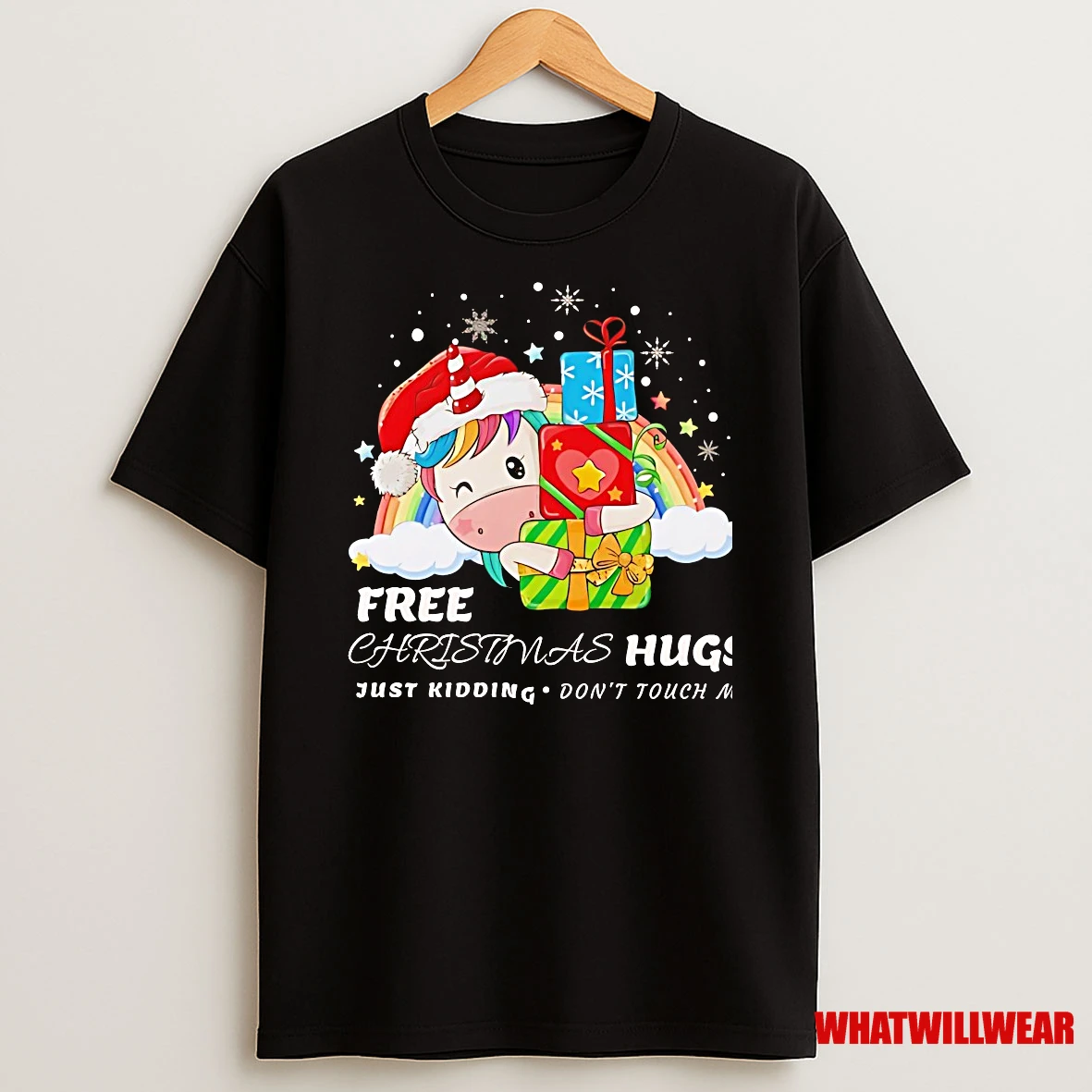 Unicorn Free Christmas Hug Just Kidding Dont Touch Me Shirts
