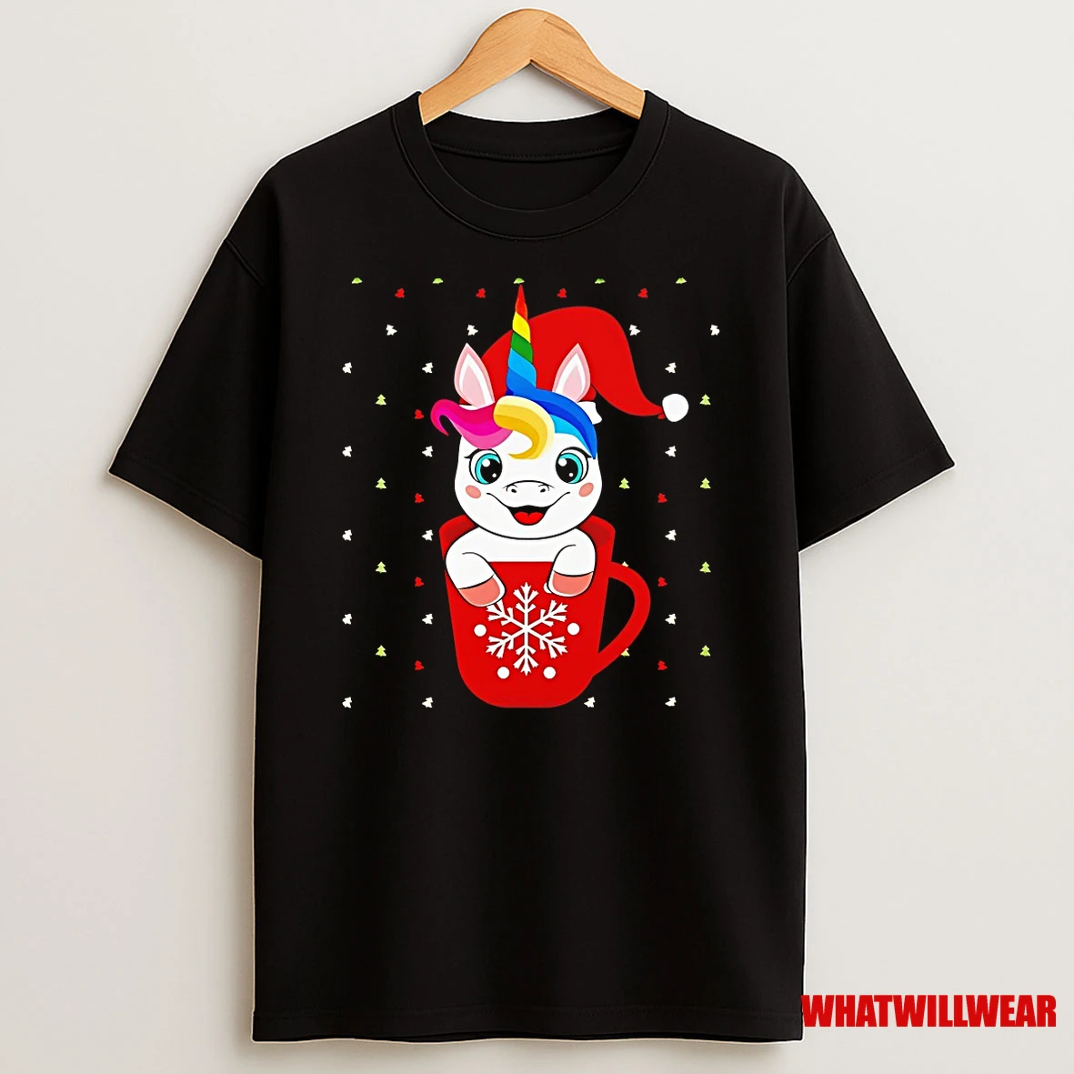 Unicorn In Red Snowflake Christmas Shirts