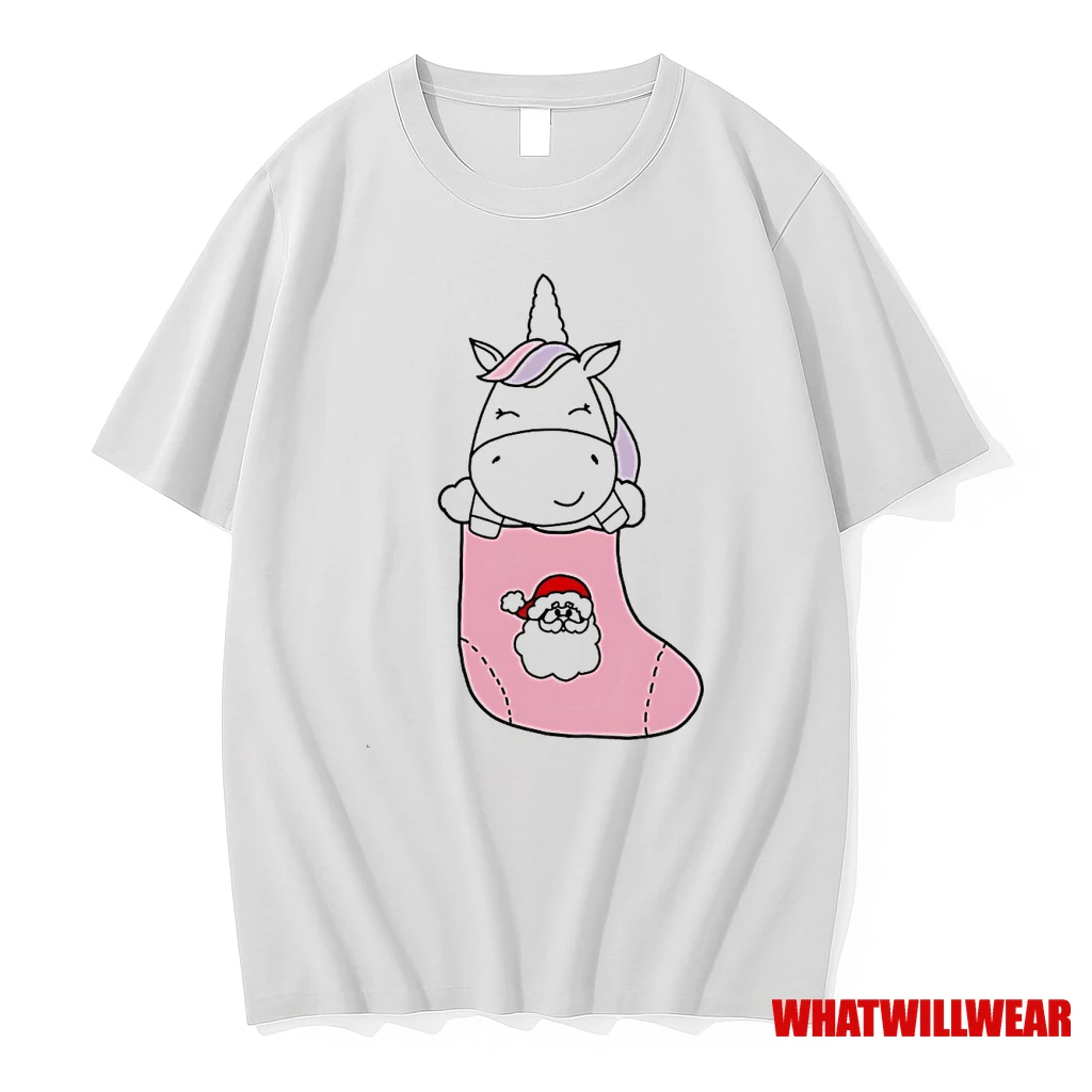 Unicorn In Santa Christmas Stocking Cute Holiday Shirts