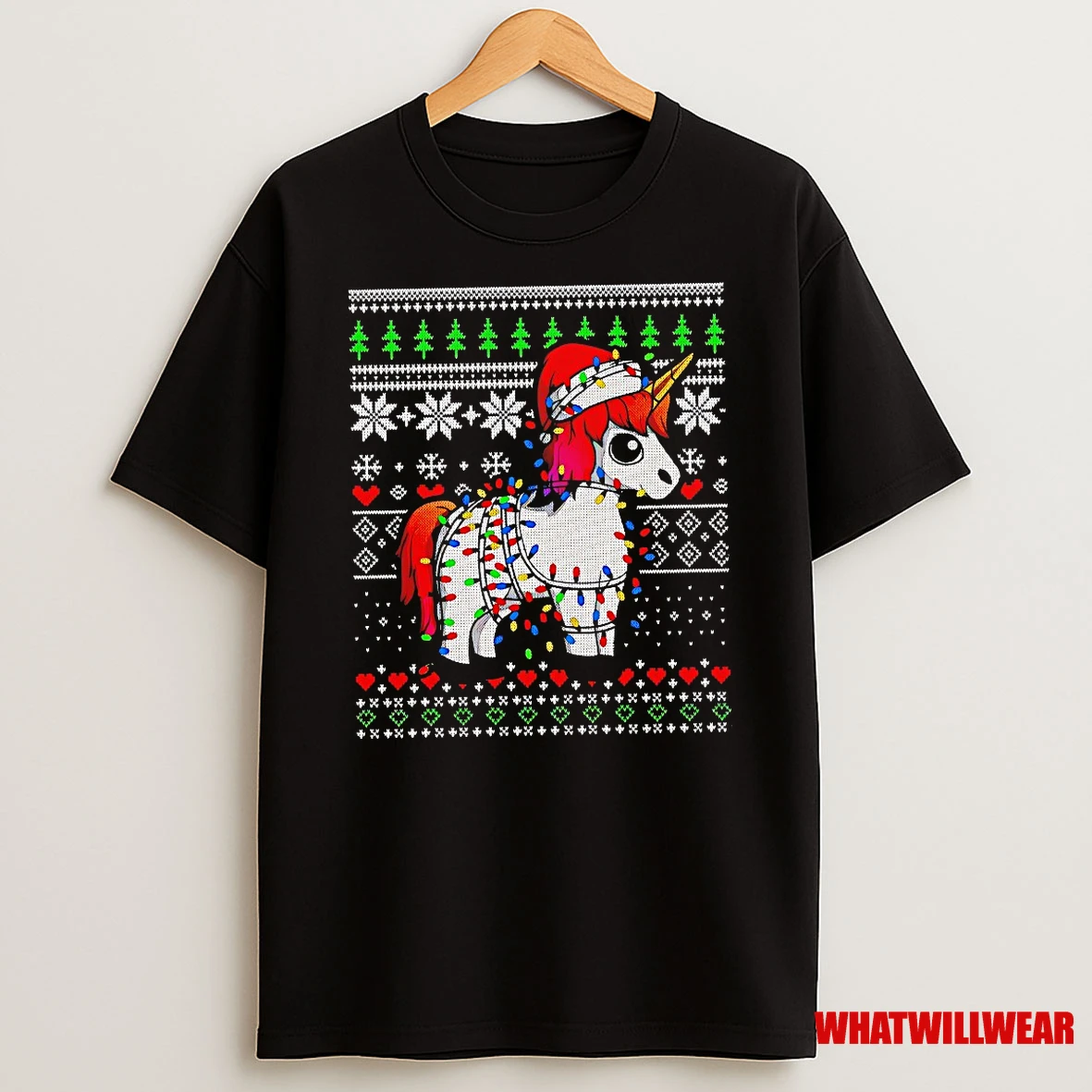 Unicorn Lights Pattern Ugly Christmas Shirts