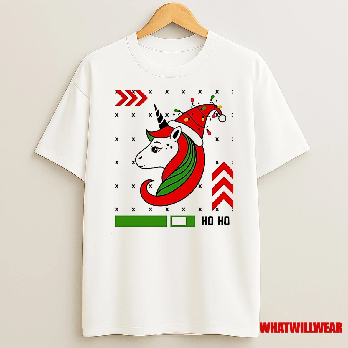 Unicorn Red Green Ho Ho Ho Christmas Party Shirts