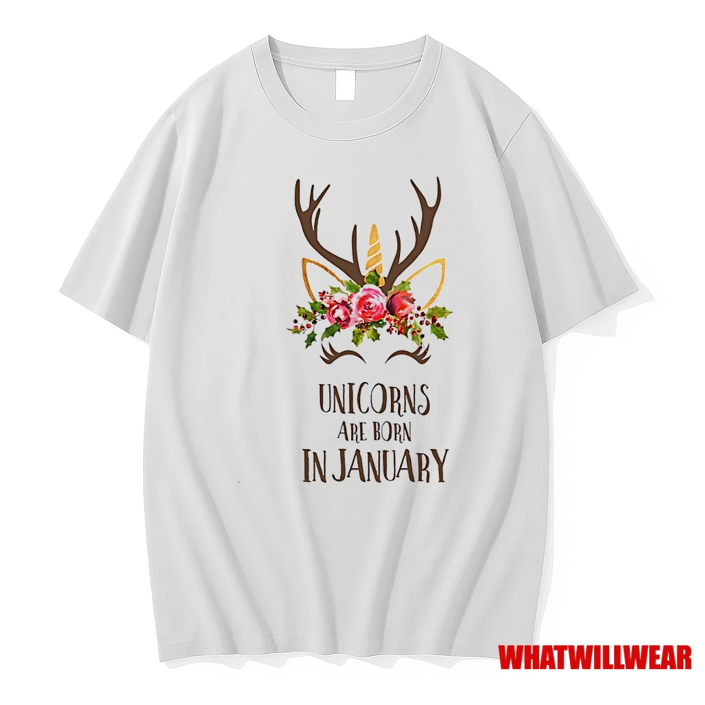 Unicorns Are Born In January Antler Flower Shirts