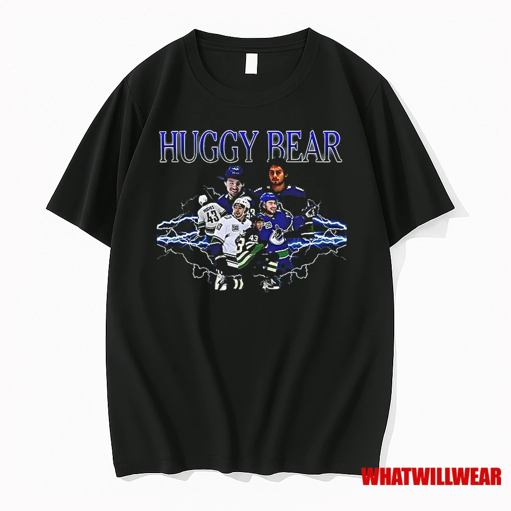 Vancouver Canucks Quinn Hughes Huggy Bear Lightning Shirts