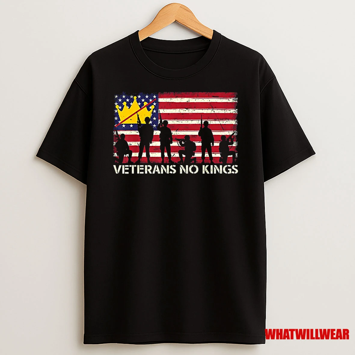 Veterans No Kings Vintage America Flag Veterans Shirts