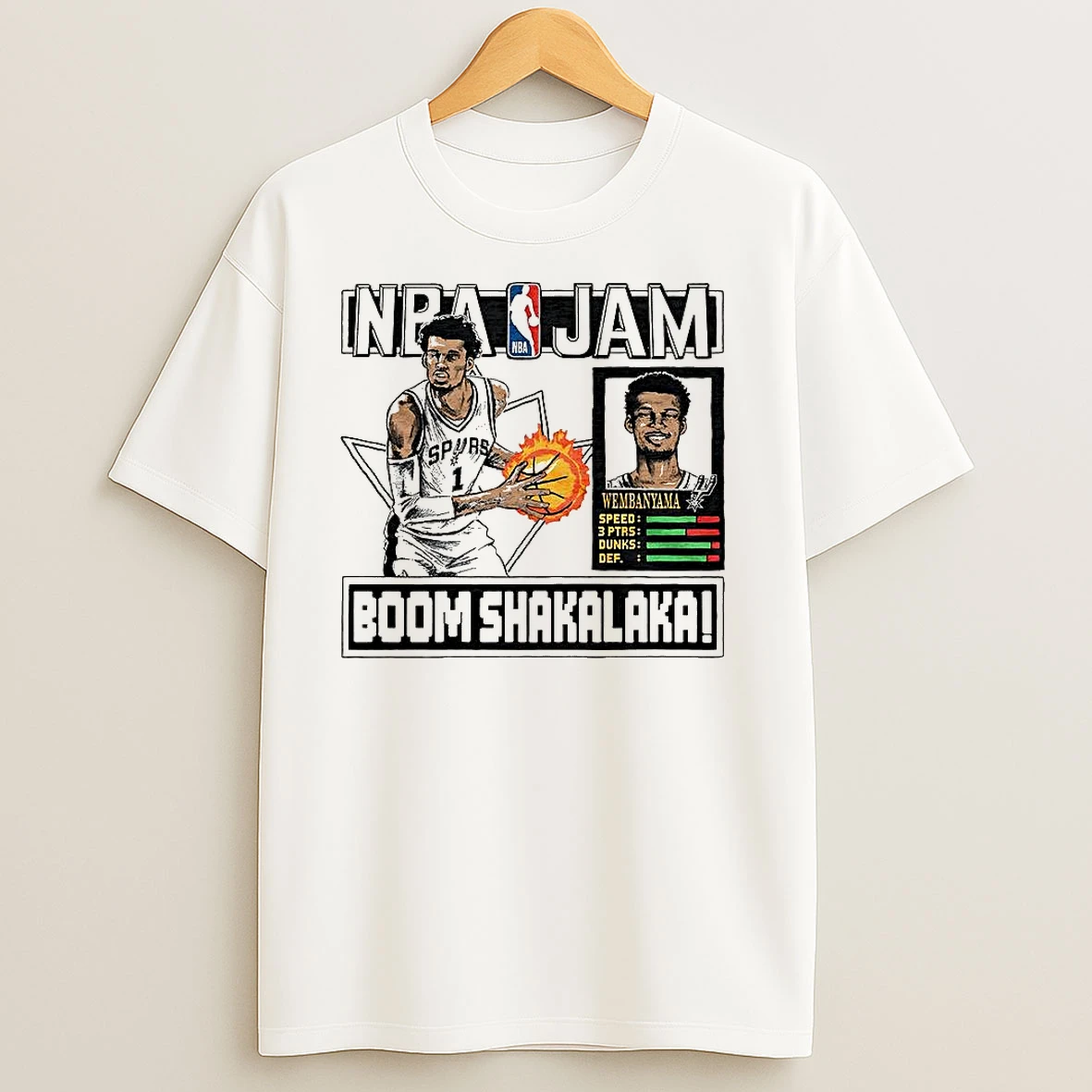 Victor Wembanyama San Antonio Spurs Nba Jam Boom Shakalaka Classic Video Game T Shirts