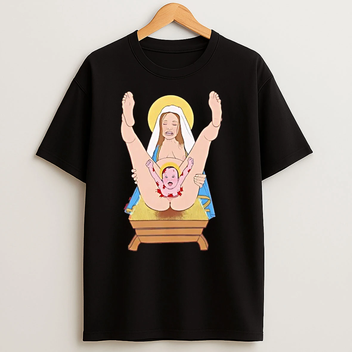 Virgin Mary Jesus Christ Was Born Christmas T Shirts