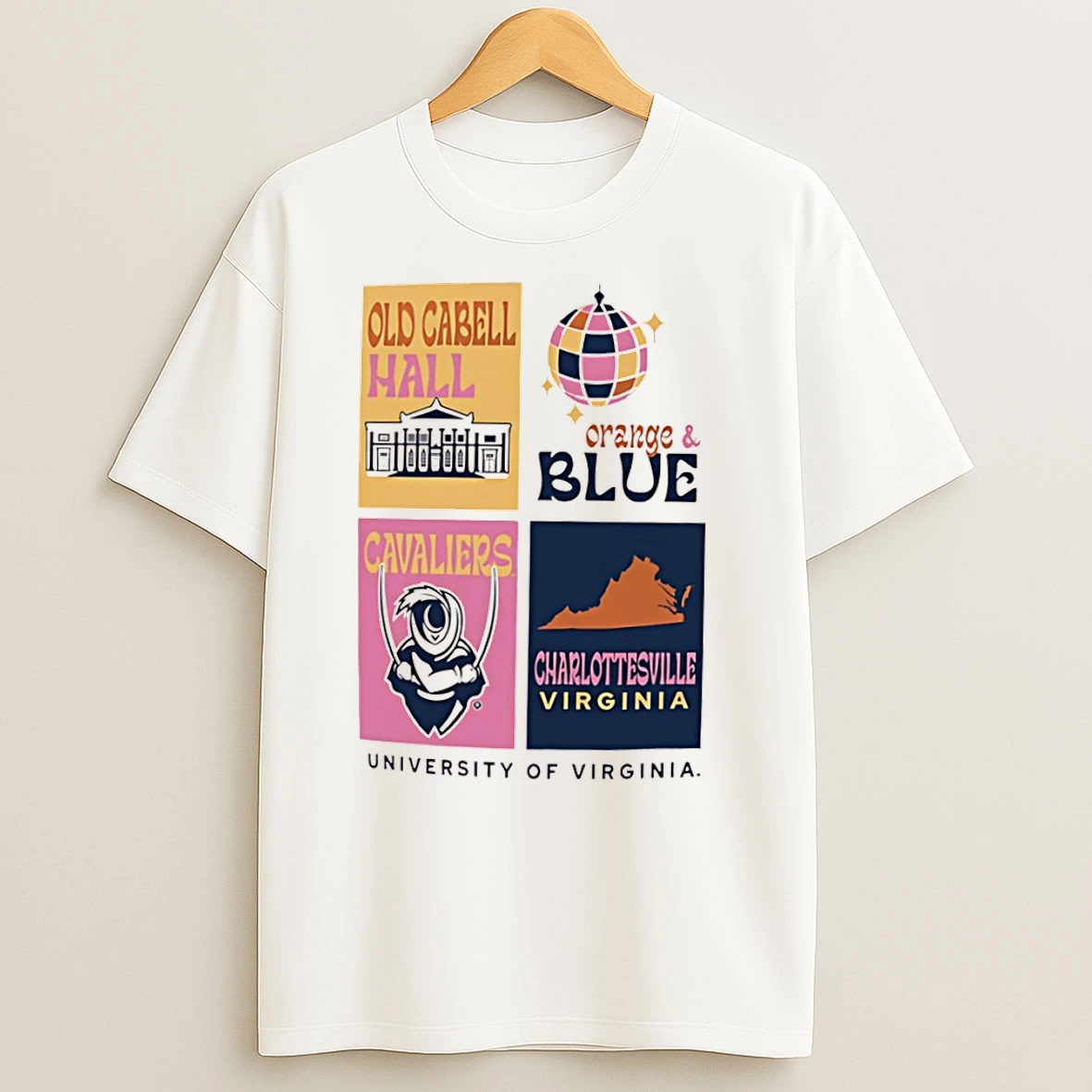 Virginia Cavaliers Old Cabell Hall Orange Blue T Shirts