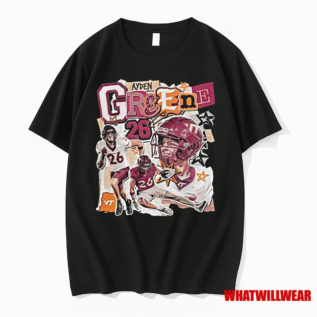 Virginia Tech Hokies Ayden Greene 26 Collage Football Shirts