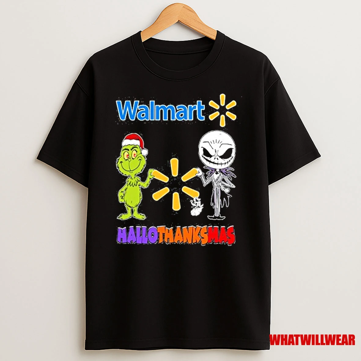 Walmart Santa Grinch X Jack Friends Fist Bump Hallothanksmas Shirts