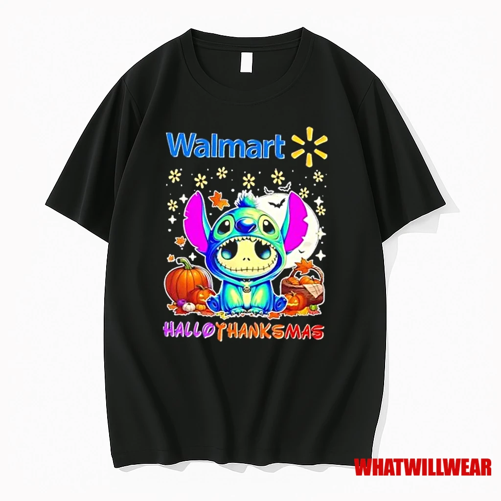 Walmart With Stitch Cosplay Jack Skellington Happy Hallothanksmas Shirts