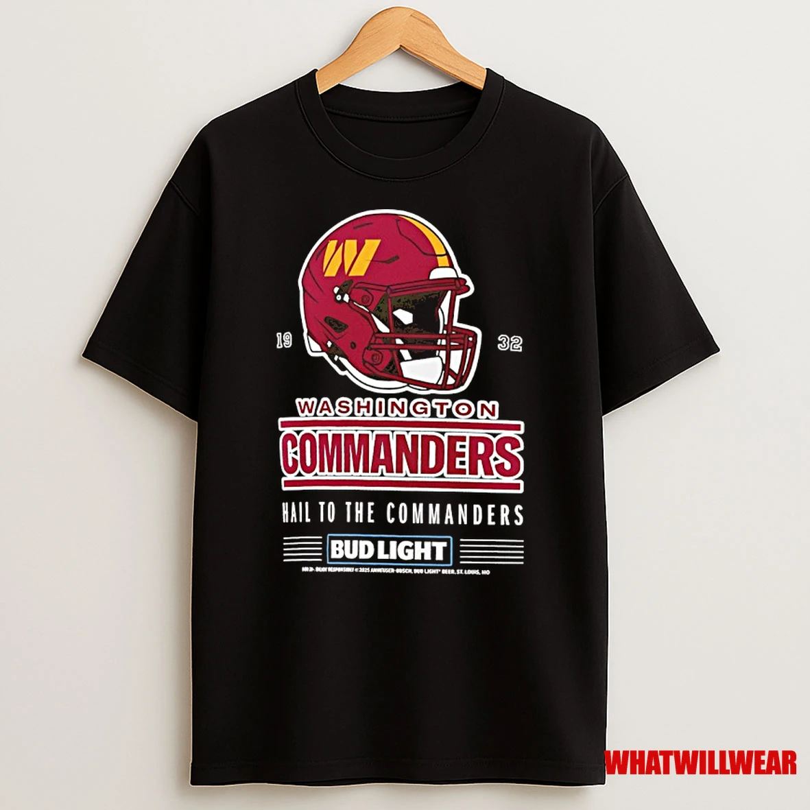 Washington Commanders Bud Light 1932 Hall To The Commanders Football Helmet Shirts