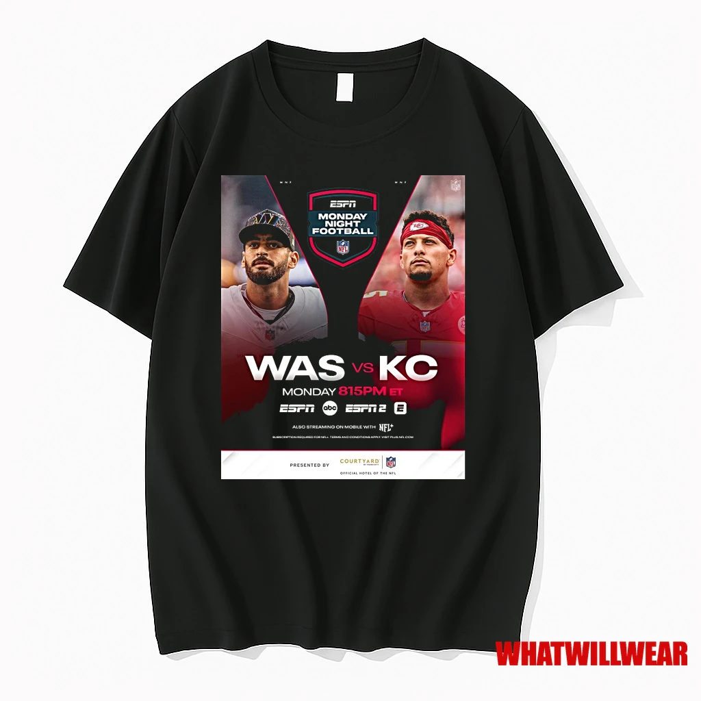 Washington Commanders Vs Kansas City Chiefs Espn Monday Night Football Week 8 2025 Shirts