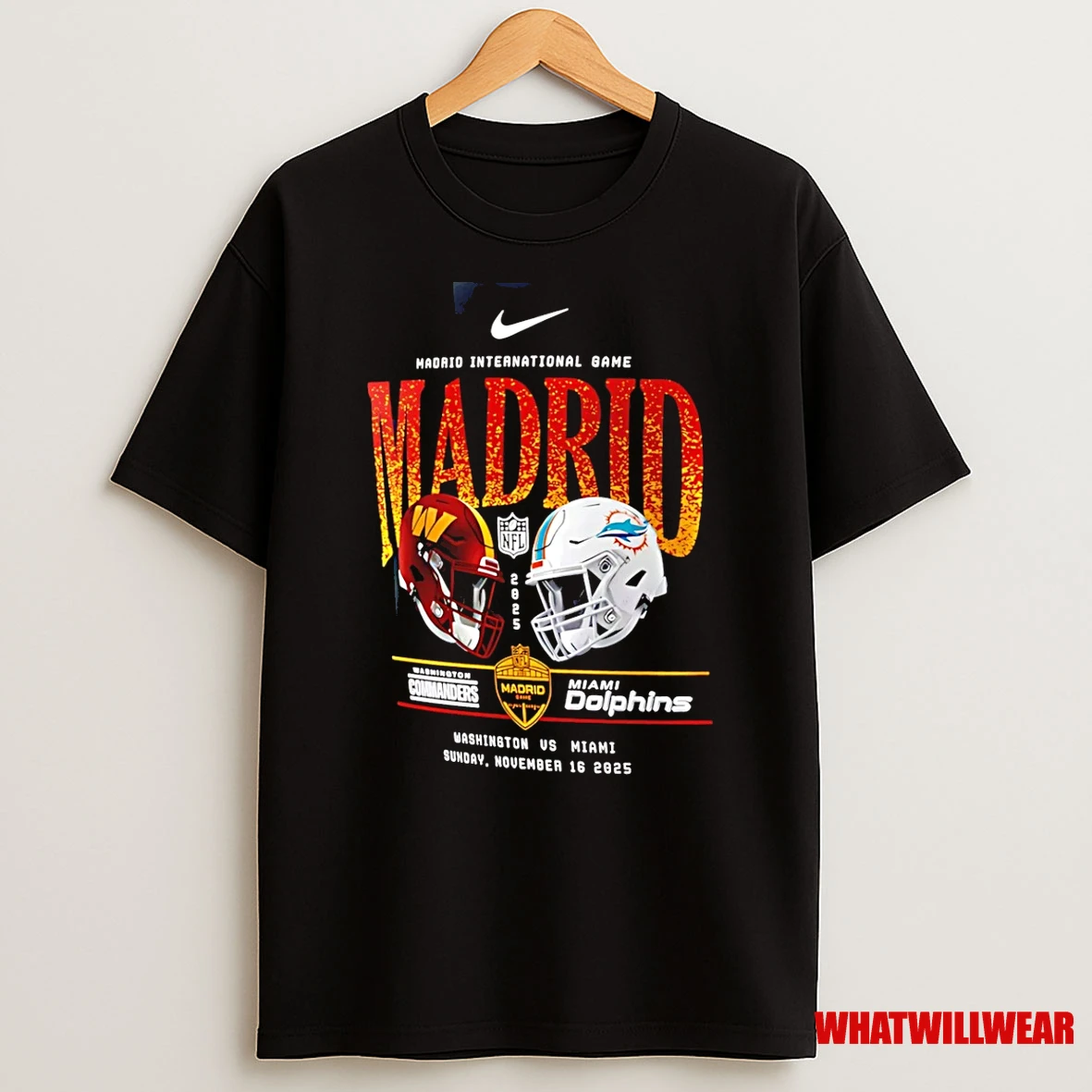 Washington Commanders Vs Miami Dolphins International Games Madrid 2025 Helmets Shirts