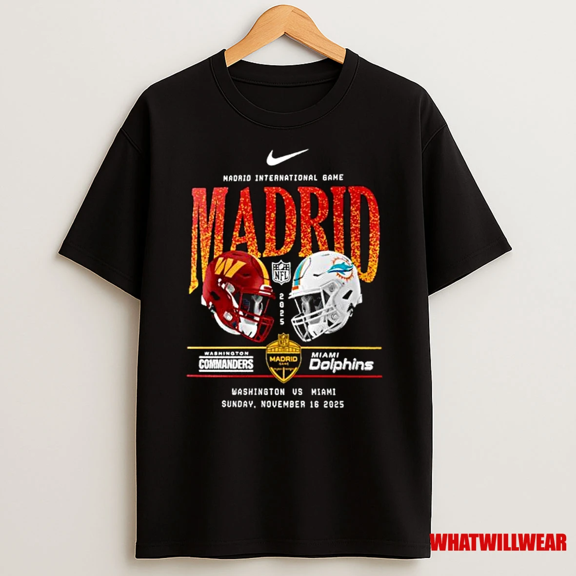 Washington Commanders Vs Miami Dolphins 2025 International Games Madrid Ornaments Shirts