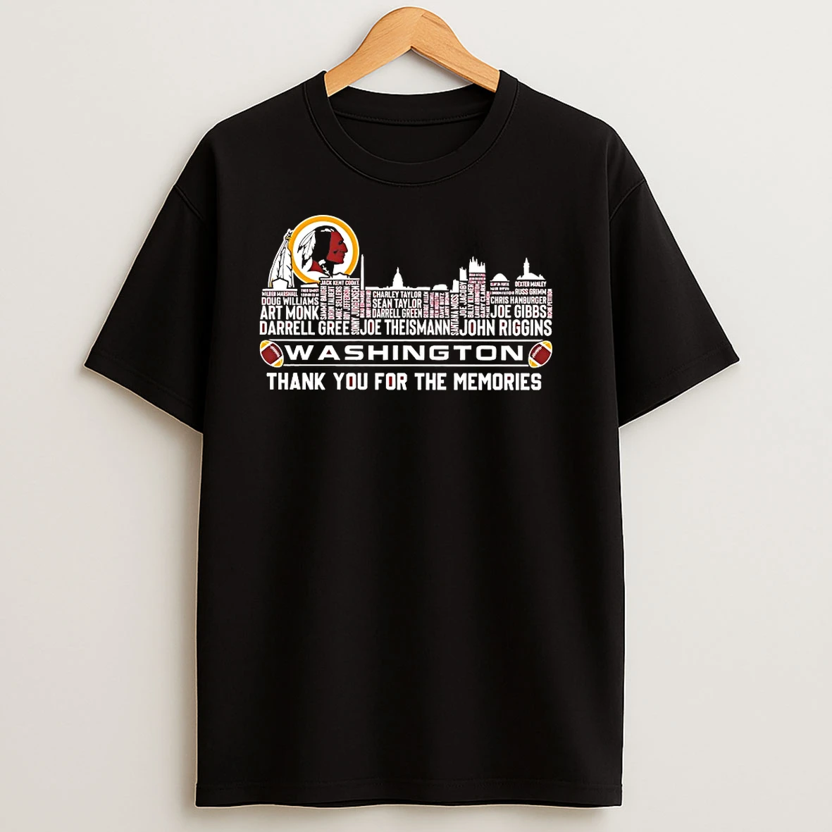 Washington Redskins Skyline City Thank You For The Memories T Shirts
