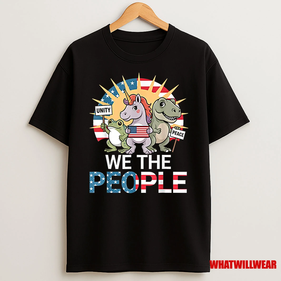 We The People Funny Patriotic Us Flag Unicorn Dinosaur Frog Shirts