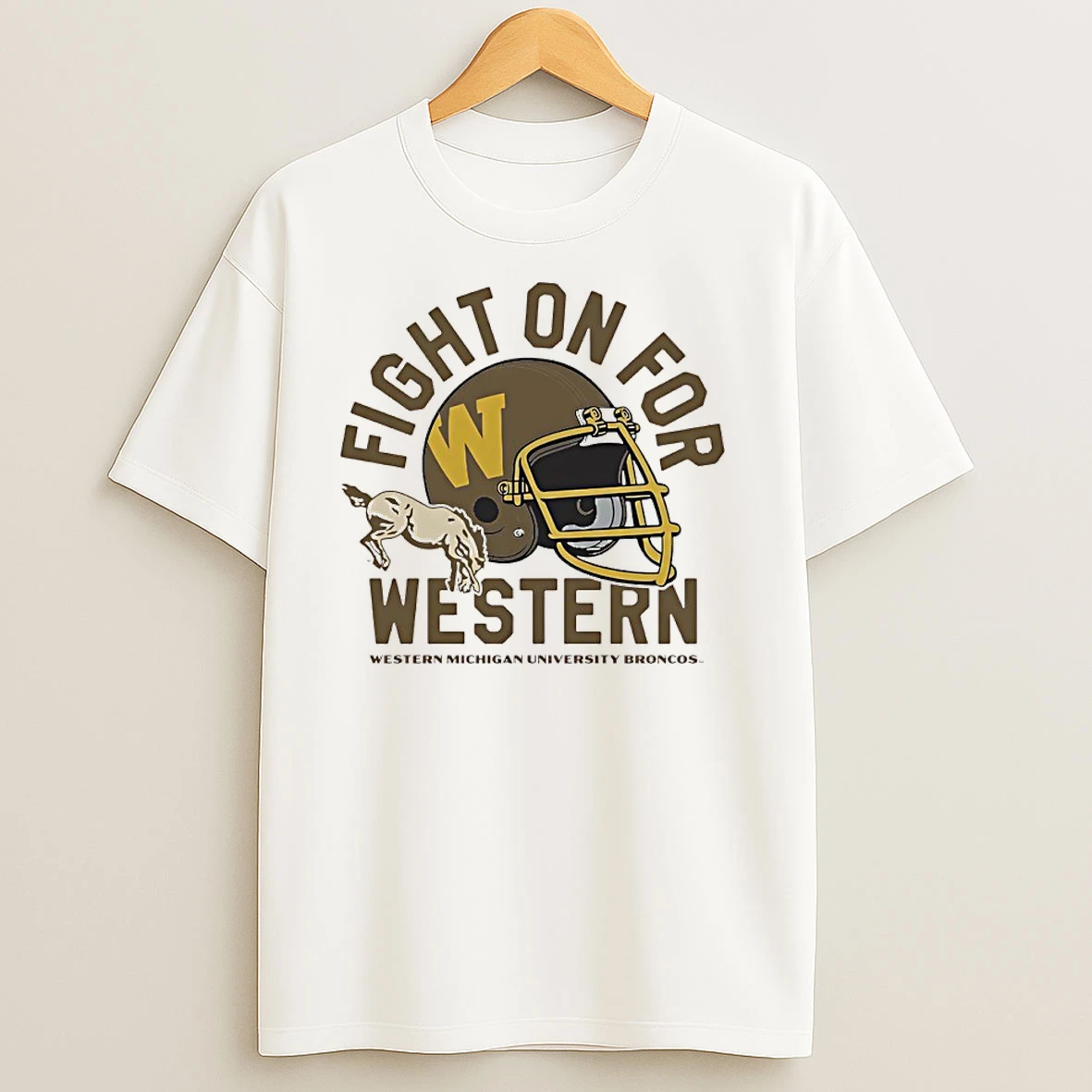 Western Michigan University Broncos Fight On For 1980 Football Helmet T Shirts