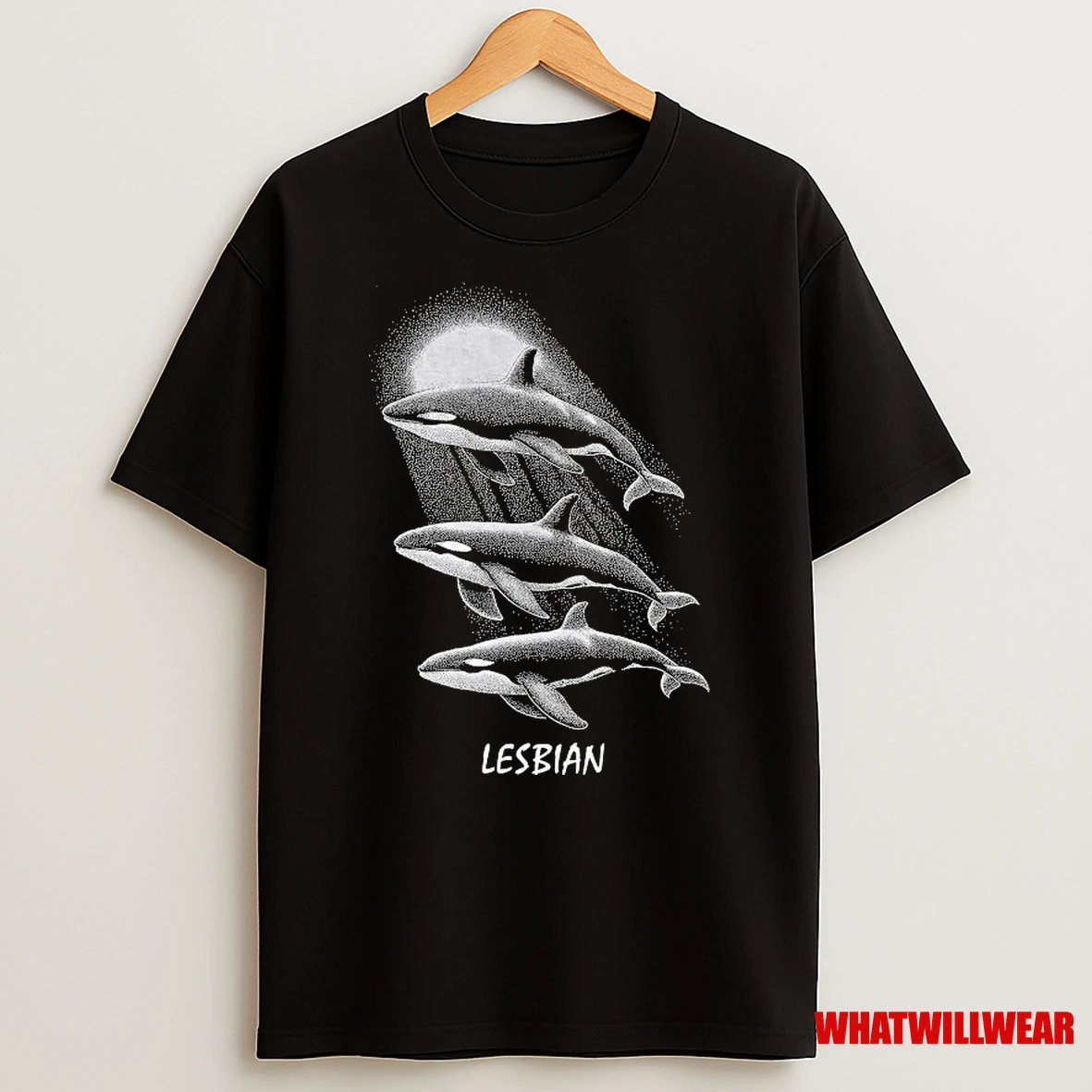 Whales Swimming In The Moonlight Lesbian Shirts