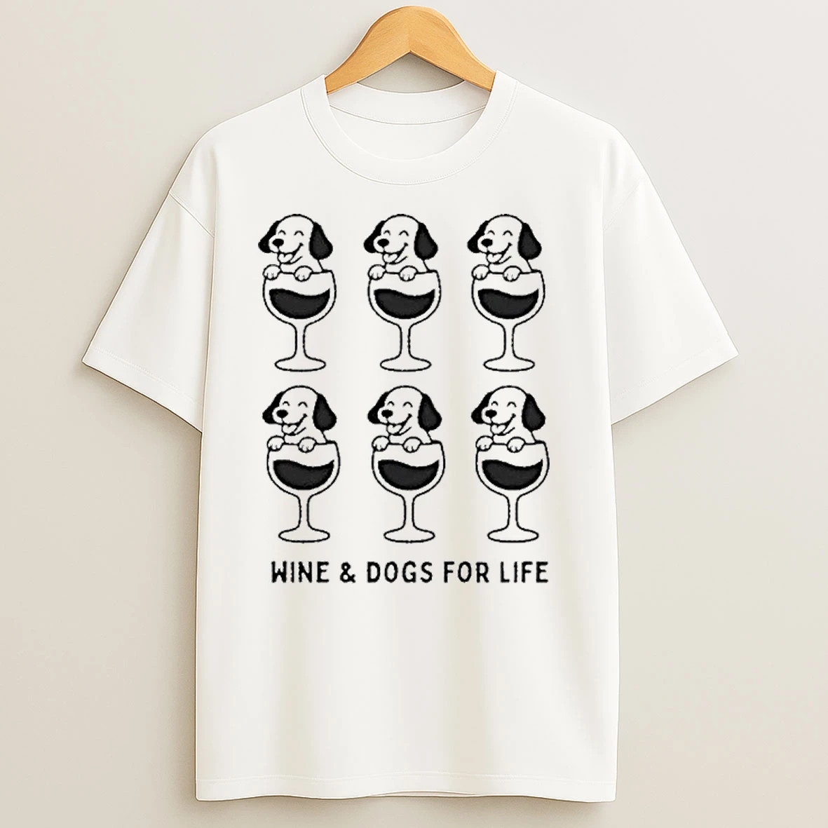 Wine And Woofs Dogs For Life T Shirts