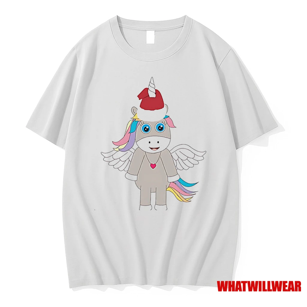 Winged Unicorn Santa Hat Pink Heart Holiday Christmas Shirts