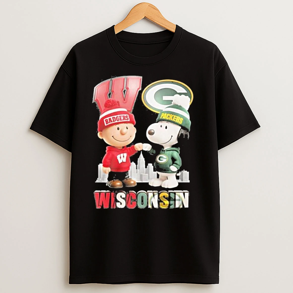 Wisconsin Green Bay Packers Vs Wisconsin Badgers The Peanuts Fist Bump T Shirts