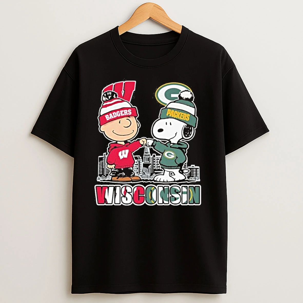 Wisconsin Peanuts Badgers Packers City T Shirts