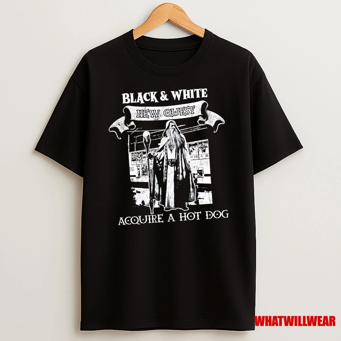 Wizard Black White New Quest Acquire A Hot Dog Shirts