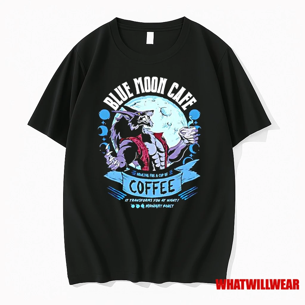 Wolf Blue Moon Cafe Coffee In Transforms You At Night Shirts