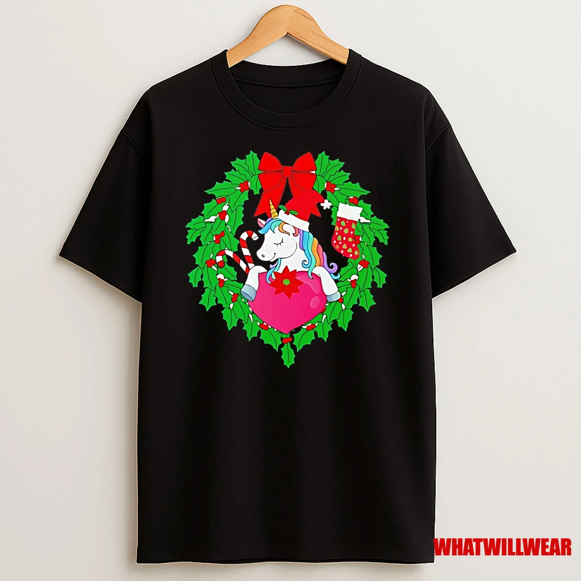 Wreath Unicorn Heart Candy Cane Christmas Shirts