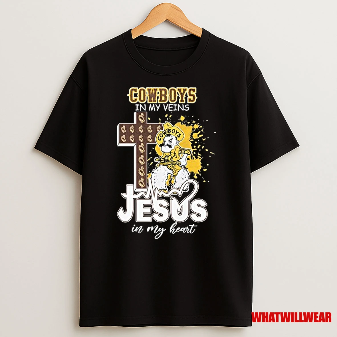 Wyoming Cowboys In My Veins Jesus In My Heart Mascot Shirts