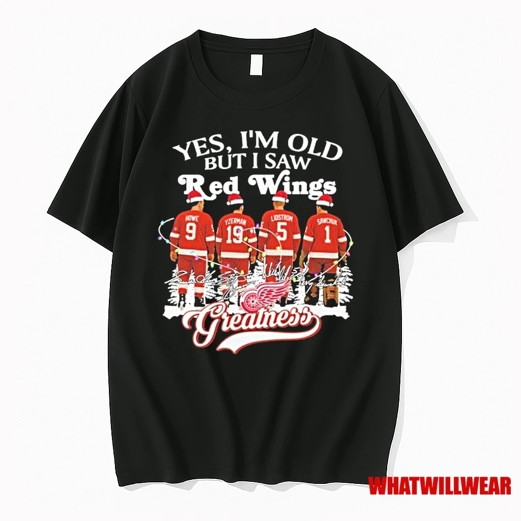 Yes Im Old But I Saw Red Wings Greatness Light Christmas Shirts